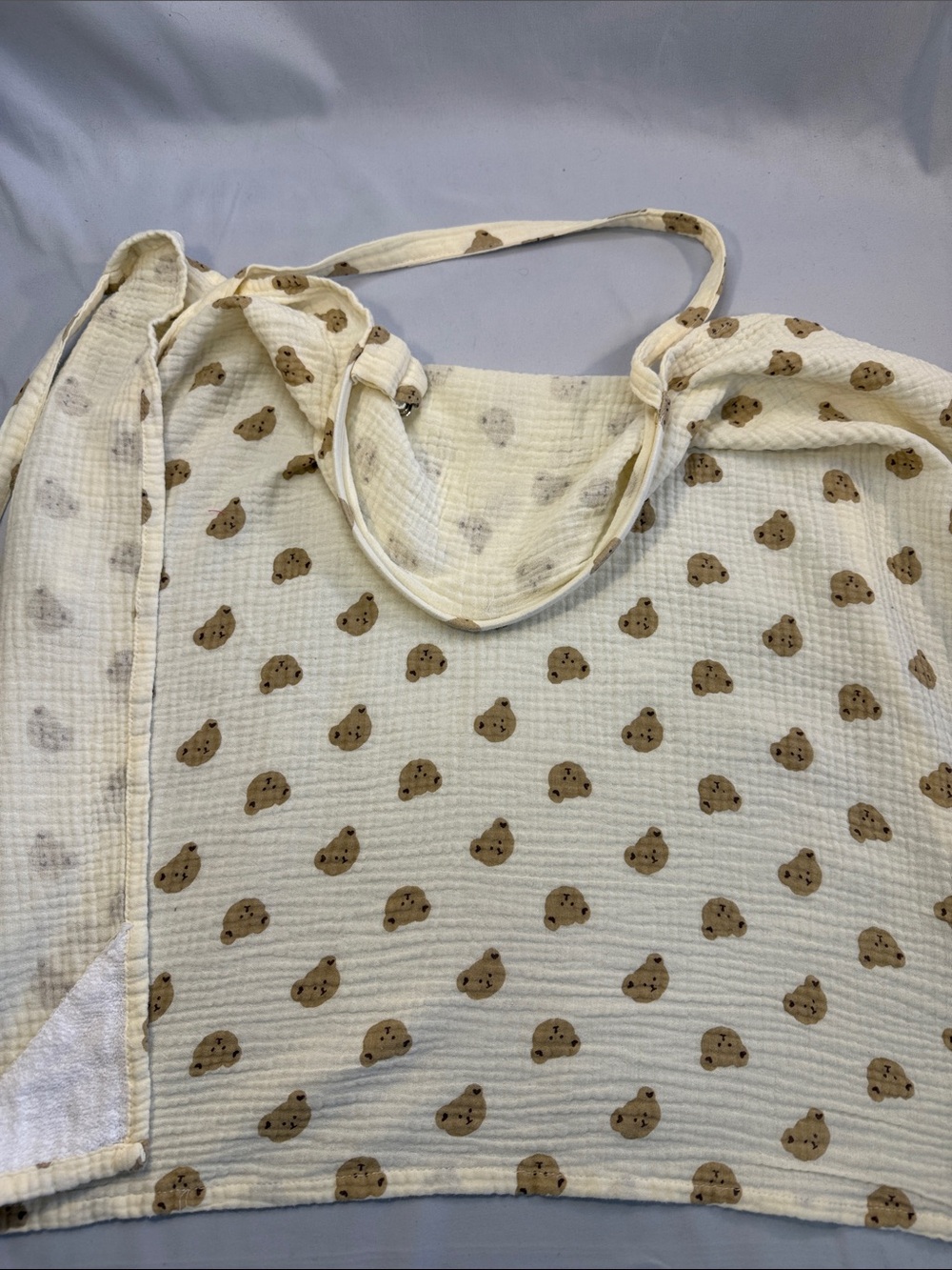 Cream Bear-Print Lightweight Wrap/Nursing cover